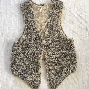 Free People Gray and Cream Textured Vest